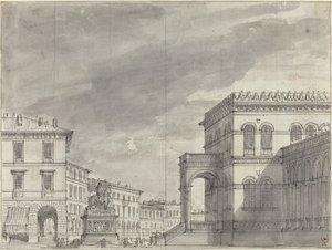 Piazza with an Equestrian Monument and a Palace by Alessandro Sanquirico