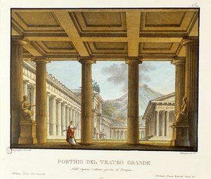 Portico of the Grand Theatre in Pompei, in the Background the Vesuve Scenography for the Performance of the Opera 