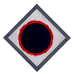 Circle Blue on Red Diamond by Alex Dunn