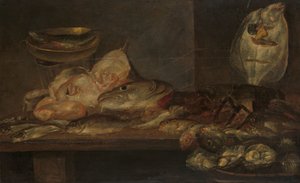 Still Life with Fish, Lobster, and Oysters on a Table