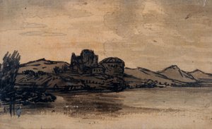 Italian Landscape with Domed Building by Alexander Cozens