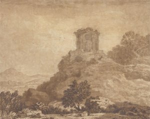Landscape with a ruined temple, c.1756 by Alexander Cozens
