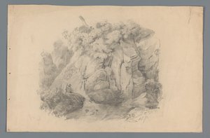 Landscape with Man Sitting by a Waterfall by Alexander Cranendoncq
