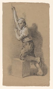 Man Kneeling on a Block, Facing Left, Pulling a Rope by Alexander Cranendoncq