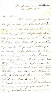 Letter signed A.E. Steen, camp near Van Buren, to his cousin Mrs. Mary Walker, Van Buren, Ark., December 1, 1862