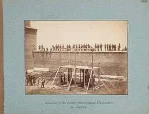 Execution of the Lincoln Assassination Conspirators. The Scaffold by Alexander Gardner
