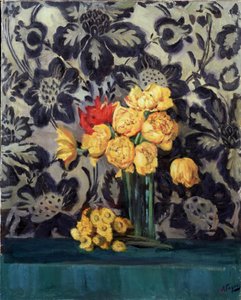 Flowers, Yellow on Black. Painting by Alexander Gaush