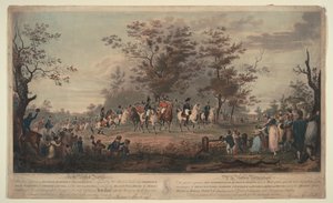 Prince Regent, William III of Prussia, Alexander I, General Blücher and Hetman Platov review troops by Alexander Ivanovich Sauerweid