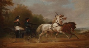 Tsar Alexander I driving a droschki by Alexander Ivanovich Sauerweid
