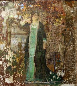Harpist. Portrait of Tatiana Sergeevna Bartseva by Alexander Ivanovich Savinov
