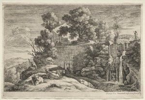 Landscape with a Woman Spinning by Alexander Jackson Davis