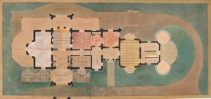 Lyndhurst for George Merritt, Tarrytown, New York first floor plan, 1865