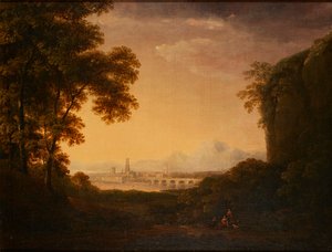 Figures in a Wooded Italian Landscape by Alexander Nasmyth