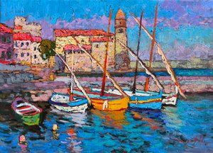 Colorful Harbor Boats by Alexander Shandor