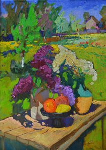 Sunny Lilacs Garden Still Life by Alexander Shandor
