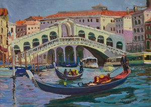 Venice Rialto Bridge Gondolas by Alexander Shandor