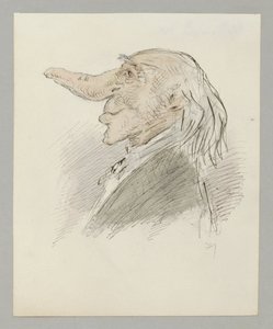 Caricatured Head of an Old Man with a Long Nose by Alexander Ver Huell