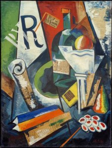 Still Life with Books and Fruit Bowl by Alexandra Alexandrowna Exter