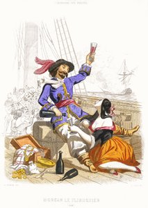 Captain Henry Morgan Carouses with Wine and Women, Mid 19th Century by Alexandre (after) Debelle
