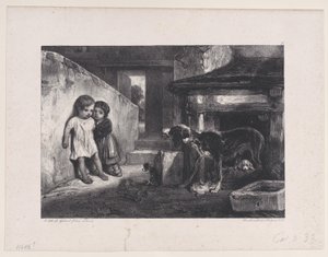 Children Frightened by Snarling Dog, from the series Hunting Scenes, 1829