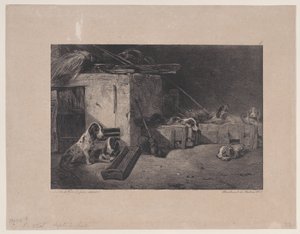Interior of the Kennel, from the series Hunting Scenes by Alexandre Gabriel Decamps