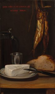 Still Life with Herring, Bread, and Cheese, 1858