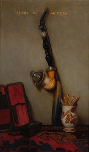 Still Life with Pipe and Matches and Still Life with Herring, Bread, and Cheese (Pair) by Alexandre Gabriel Decamps