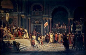 First Crusade: Godefroy of Bouillon Acting Allegiance to the Byzantine Emperor Alexis Comnene by Alexandre Jean Baptiste Hesse