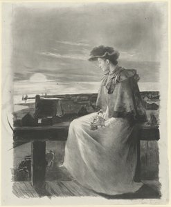 Reverie: Young Woman Sitting by the Sea by Alexandre Lunois