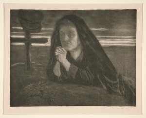 Untitled Study of Woman Praying at Soldier by Alexandre Lunois