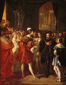 Charles V (1500-58) received by Francis I (1494-1547) at the Louvre by Alexandre Marie Colin