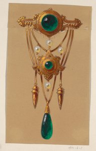 Design for a Gold and Cabochon Gem Brooch by Alexis Falize