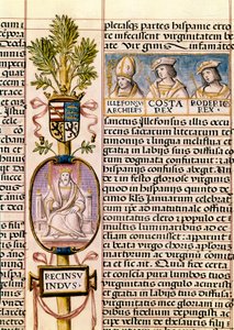 Portrait of Flavius Recceswinth, King of the Visigoths of Spain from 653 to his death in 672, miniature in 