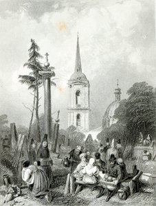 Cemetery of the Smolensko Church, engraved by E. Smith by Alfred (after) Vickers