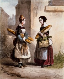 Small trades: the bakery. Young walking bread merchant by Alfred Andre Geniole