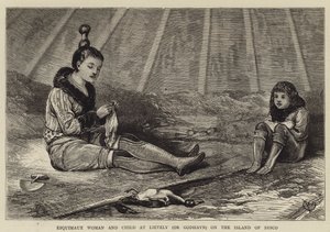 Esquimaux Woman and Child at Lievely (or Godhavn) on the Island of Disco by Alfred Chantrey Corbould