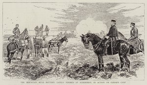 The Mountain Mule Battery, Lately Formed at Aldershot, in Action on Caesar