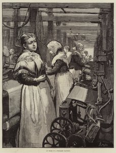 At Work in a Woollen Factory by Alfred Edward Emslie