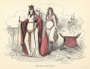 Clotilde, Queen of the Franks, in ceremonial garb, 5th century by Alfred Grevin