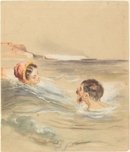 Male and Female Bathers by Alfred Grevin