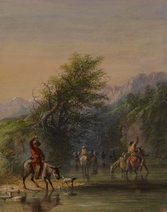 Caravan Taking to Water by Alfred Jacob Miller