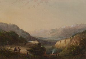 Distant View Of Lake (Mountain of Winds) by Alfred Jacob Miller