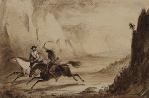 Escaping from a War Party by Alfred Jacob Miller