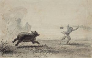 Fontenelle Chased by a Grizzly Bear by Alfred Jacob Miller