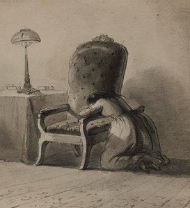 Girl Kneeling Over the Arm of a Chair by Alfred Jacob Miller