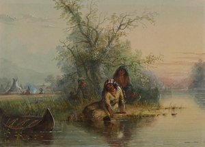 Indian Encampment on the Eau Sucre River by Alfred Jacob Miller