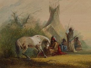 Shoshone Indian and his Pet Horse by Alfred Jacob Miller