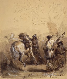Sir W.D.S., Antoine and Auguste or Preparing for a Buffalo Hunt, c.1837 by Alfred Jacob Miller