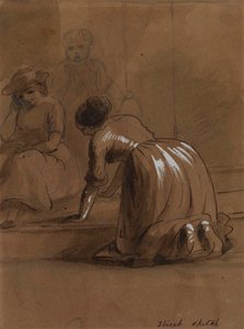 Street Sketch. Washing Steps. by Alfred Jacob Miller