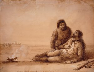 Trappers without Ammunition and in a Starving Condition near Independence Rock, c.1850 by Alfred Jacob Miller